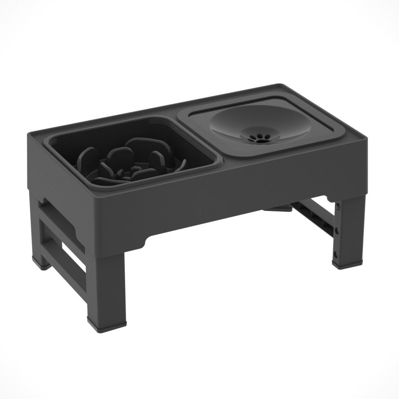 Adjustable Height Pet Double Bowl Stainless Stand Food Water Feeder