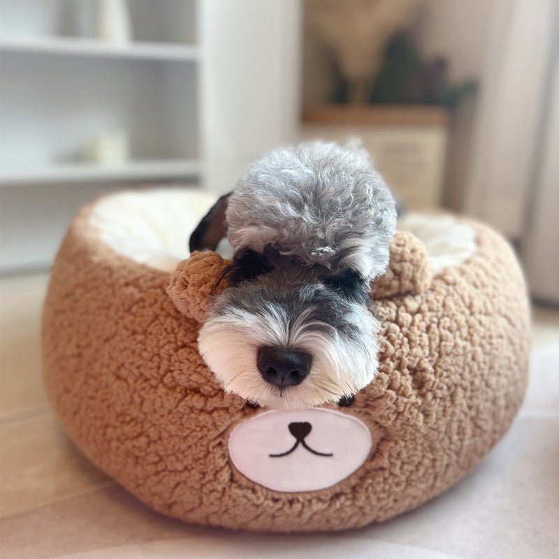 Cartoon Plush Round Pet Nest Cushion For All Seasons Comfort