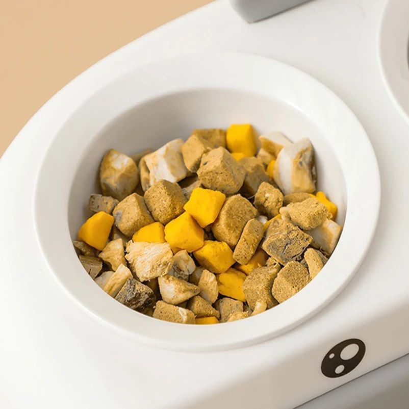 Duck Design Pet Double Bowl Plastic Feeding Tray Food And Water Feeder