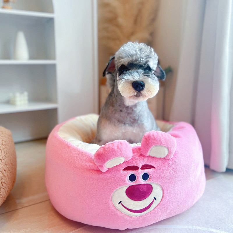 Cartoon Plush Round Pet Nest Cushion For All Seasons Comfort