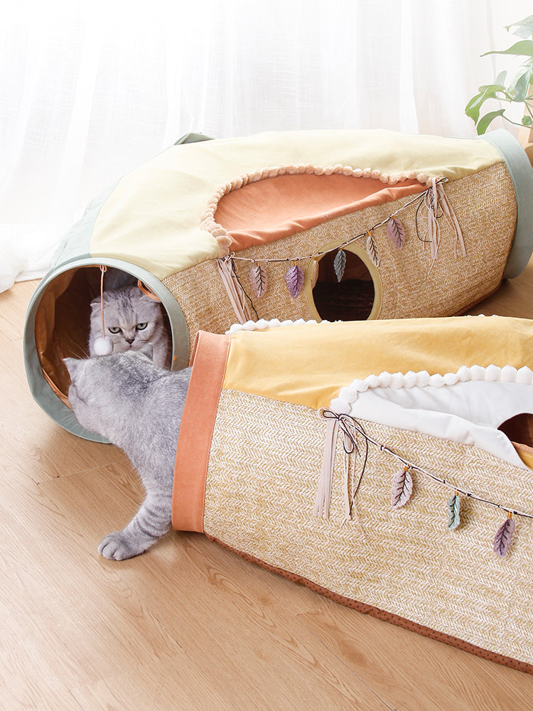 Pet Tunnel Litter Roll Drilling Hole Interactive Play Toy