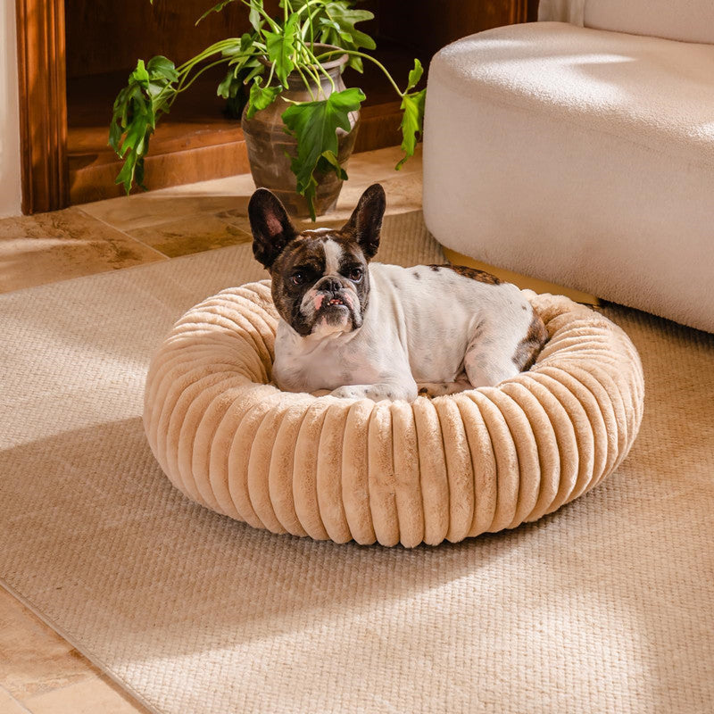 High-Grammage Plush Vertical Stripe Pet Bed Winter Warm Mat