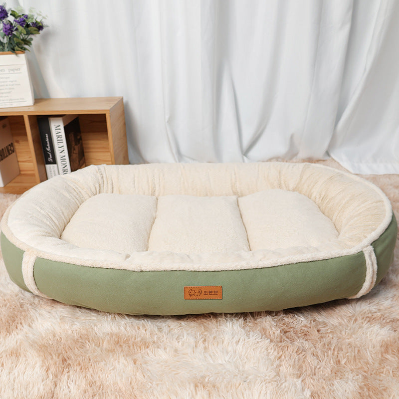 Non Slip Linen Round Pet Bed Nest Mat For Comfort Sleep