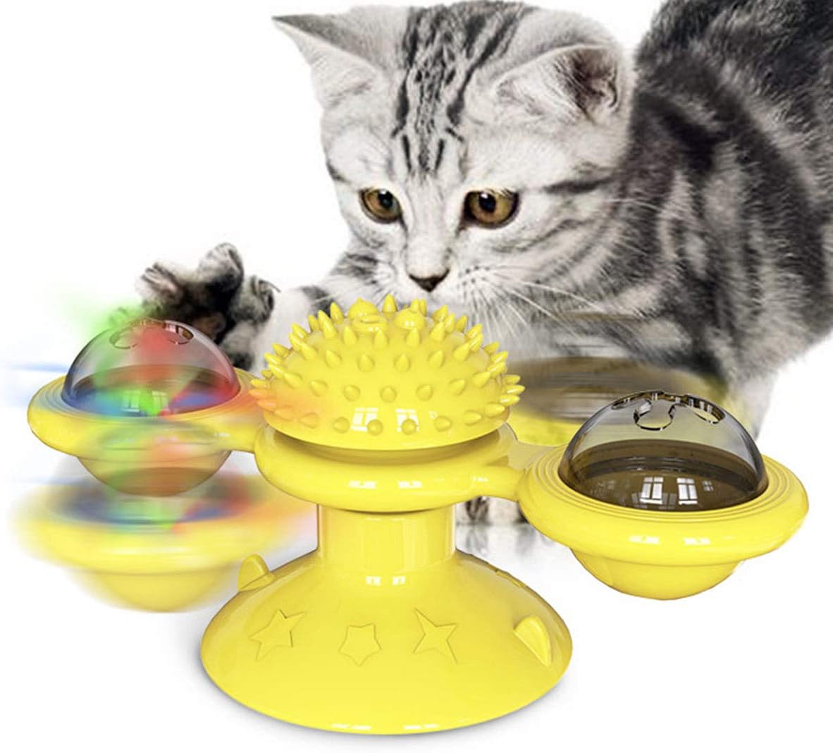 Pet Stuffed Catnip Interactive Windmill Toy With Light