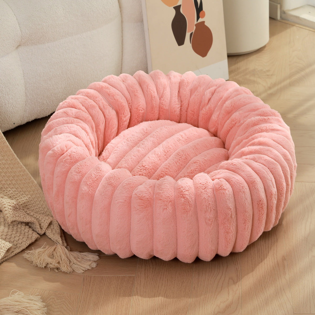 High Weight Plush Round Pet Nest Warm Winter Sleeping Bed