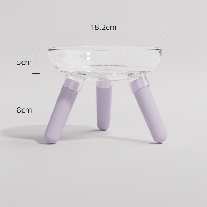 Transparent Glass Pet Feeding Bowl Anti Knock Water And Food Feeder