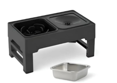 Adjustable Height Pet Double Bowl Stainless Stand Food Water Feeder