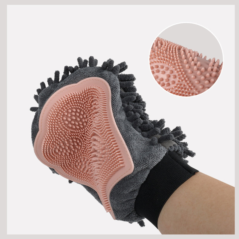 Pet Bathing Brush Grooming Glove Dual Sided Massage Cleaning Tool