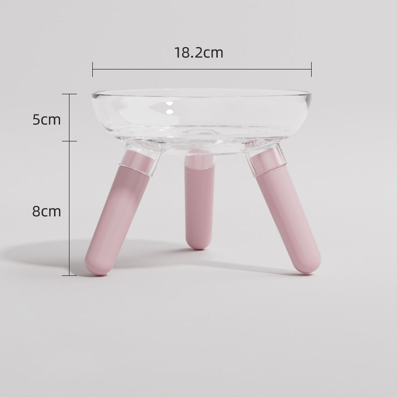 Transparent Glass Pet Feeding Bowl Anti Knock Water And Food Feeder