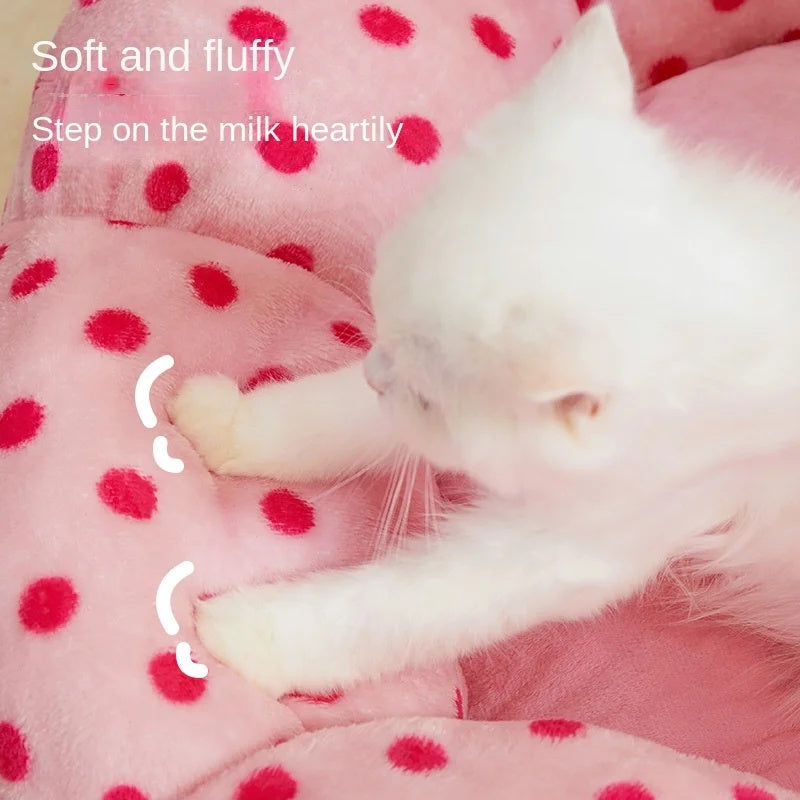 Soft Cushion Round Polka Dot Pet Bed For Comfort Sleep
