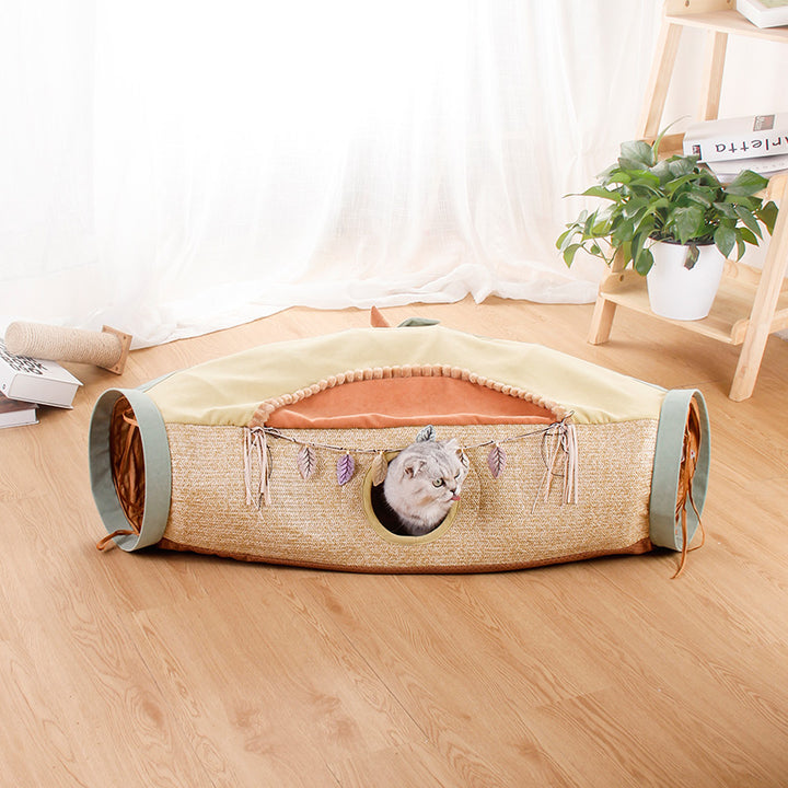 Pet Tunnel Litter Roll Drilling Hole Interactive Play Toy