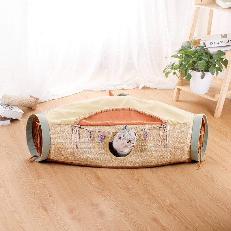 Pet Tunnel Litter Roll Drilling Hole Interactive Play Toy