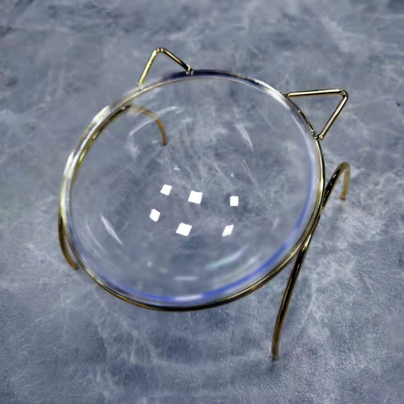 Glass Pet Feeding Bowl Metal Rack Food And Water Dish Set