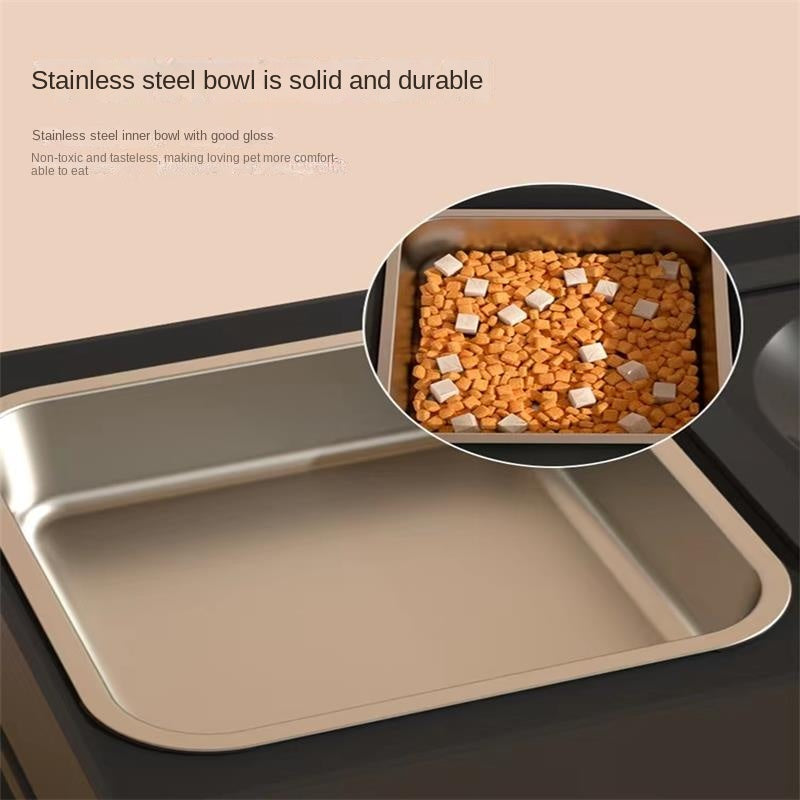 Adjustable Height Pet Double Bowl Stainless Stand Food Water Feeder