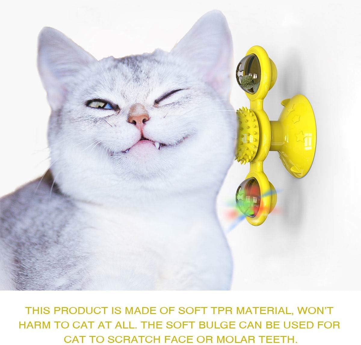 Pet Stuffed Catnip Interactive Windmill Toy With Light