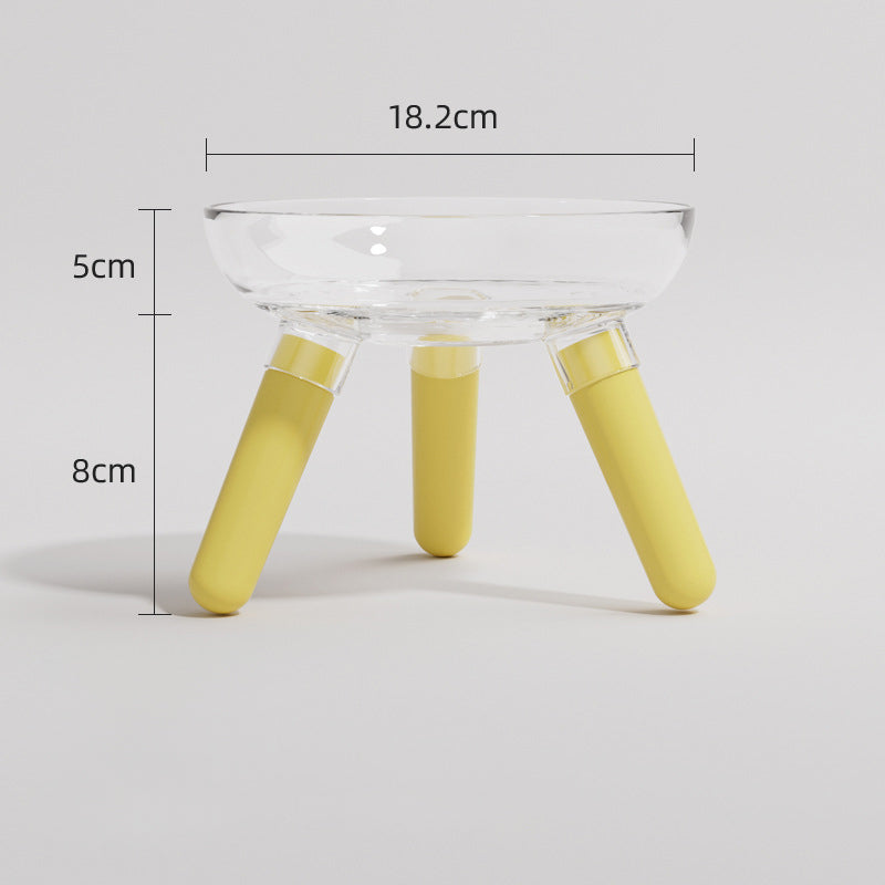 Transparent Glass Pet Feeding Bowl Anti Knock Water And Food Feeder