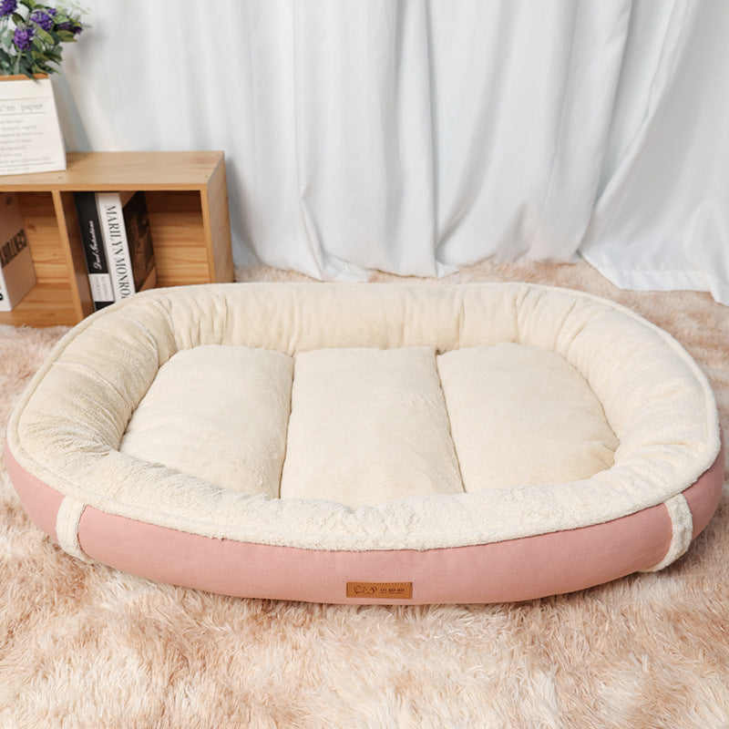 Non Slip Linen Round Pet Bed Nest Mat For Comfort Sleep