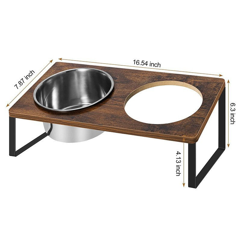 Wood Iron Combined Pet Feeding Rack With Bowl Stand