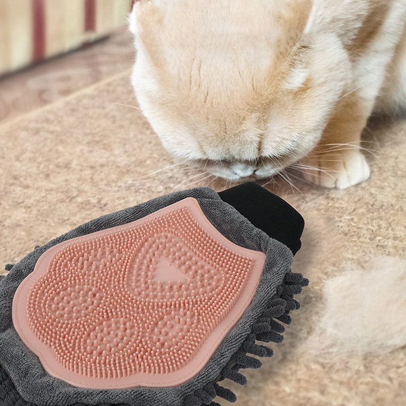 Pet Bathing Brush Grooming Glove Dual Sided Massage Cleaning Tool