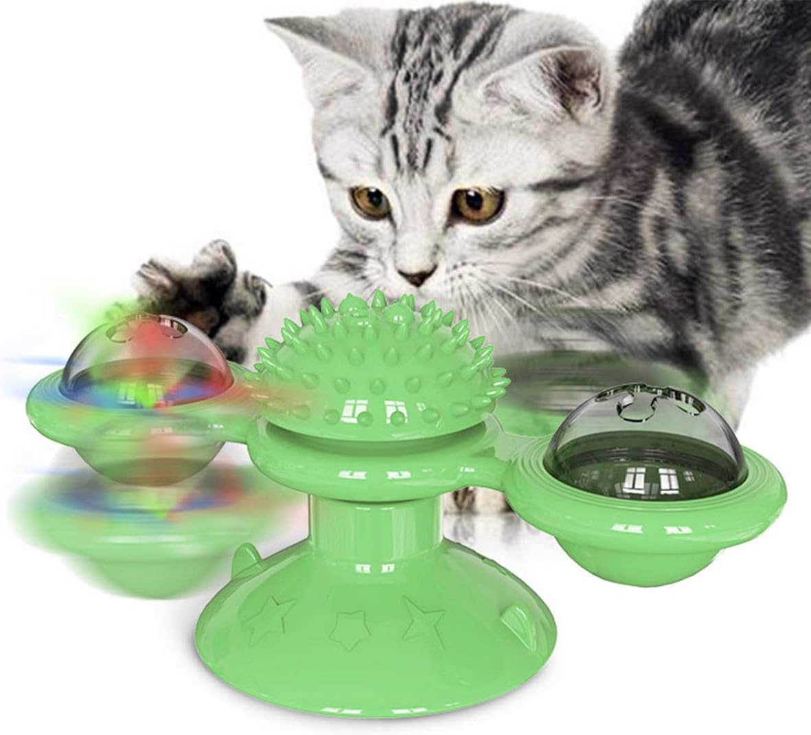 Pet Stuffed Catnip Interactive Windmill Toy With Light