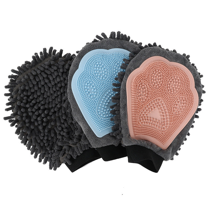 Pet Bathing Brush Grooming Glove Dual Sided Massage Cleaning Tool